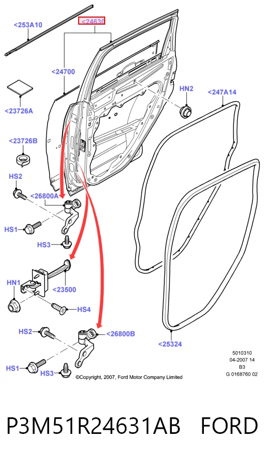Дверь задняя, левая Ford C-Max минивэн (DM2) (2003 - 2007) цена, от 63.35 USD