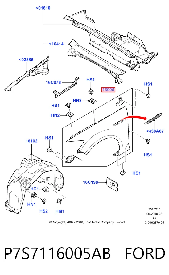 Боковая часть передняя правая Ford Mondeo IV седан (CA2) (2007 - 2014) цена, от 43.05 USD