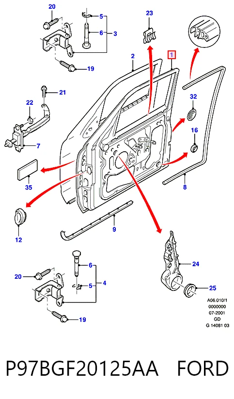 Водительская дверь на Ford Mondeo II BFP