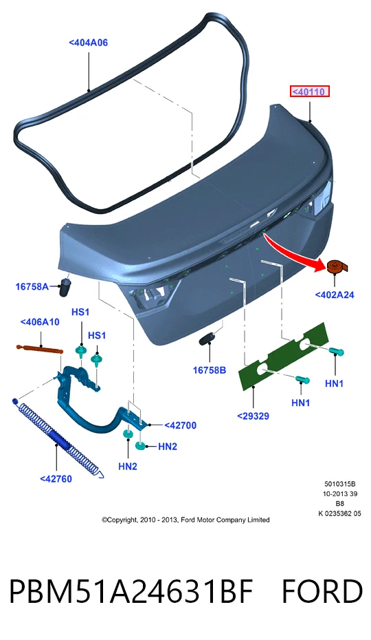 HMPPBM51F40110AB Hmpx Крышка багажника