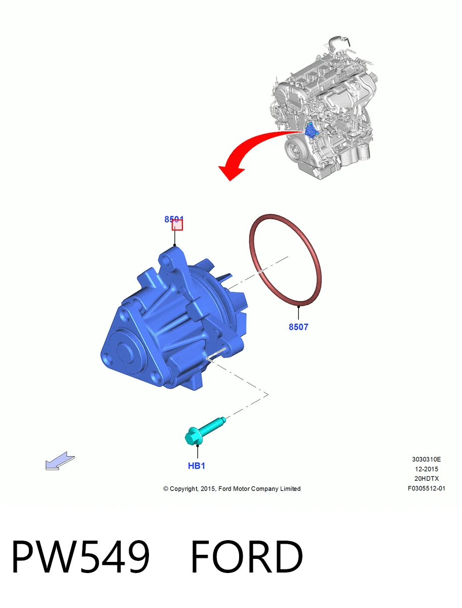 Помпа охлаждения Ford Escape II внедорожник (DM2) (2012 - 2019) цена, от 25.71 USD