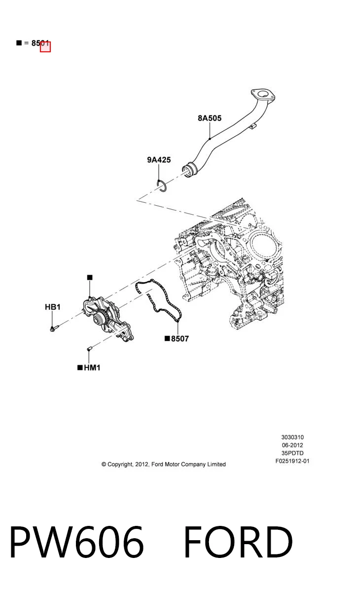PW606 Ford Насос водяной