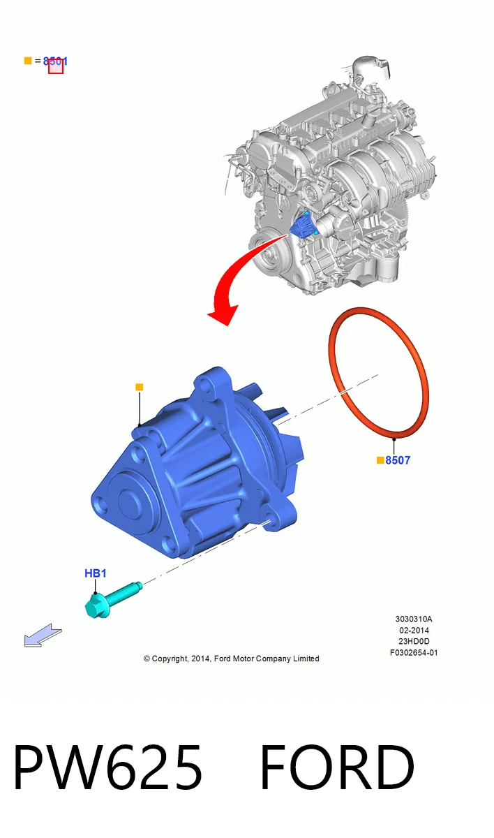 PW625 Ford Насос водяной