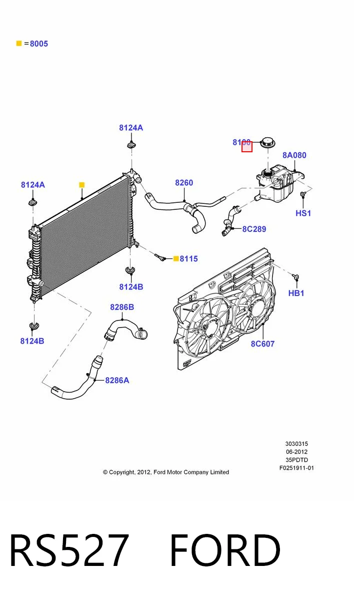 RS527 Ford Расширительный бачок охлаждения