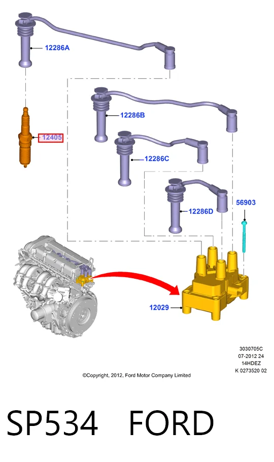 SP534 Ford Свечи зажигания