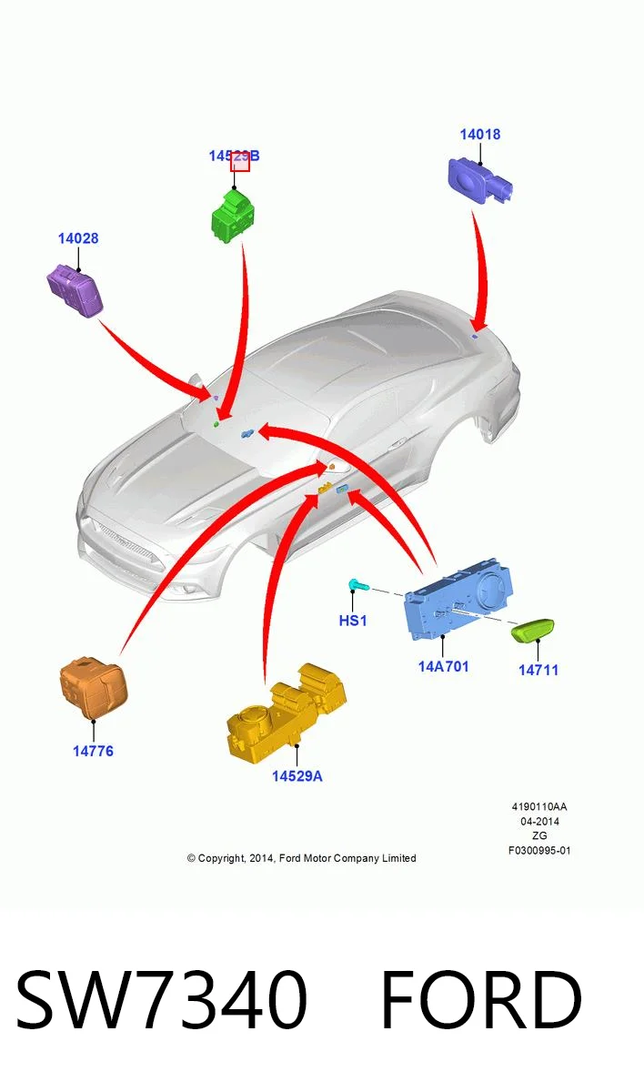 SW7340 Ford Кнопки заднего стеклоподъемника