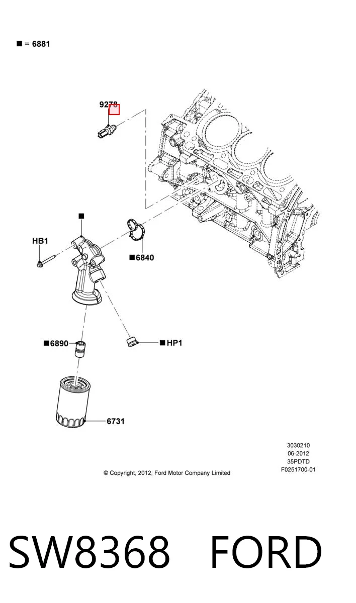 SW8368 Ford Датчик указателя давления масла