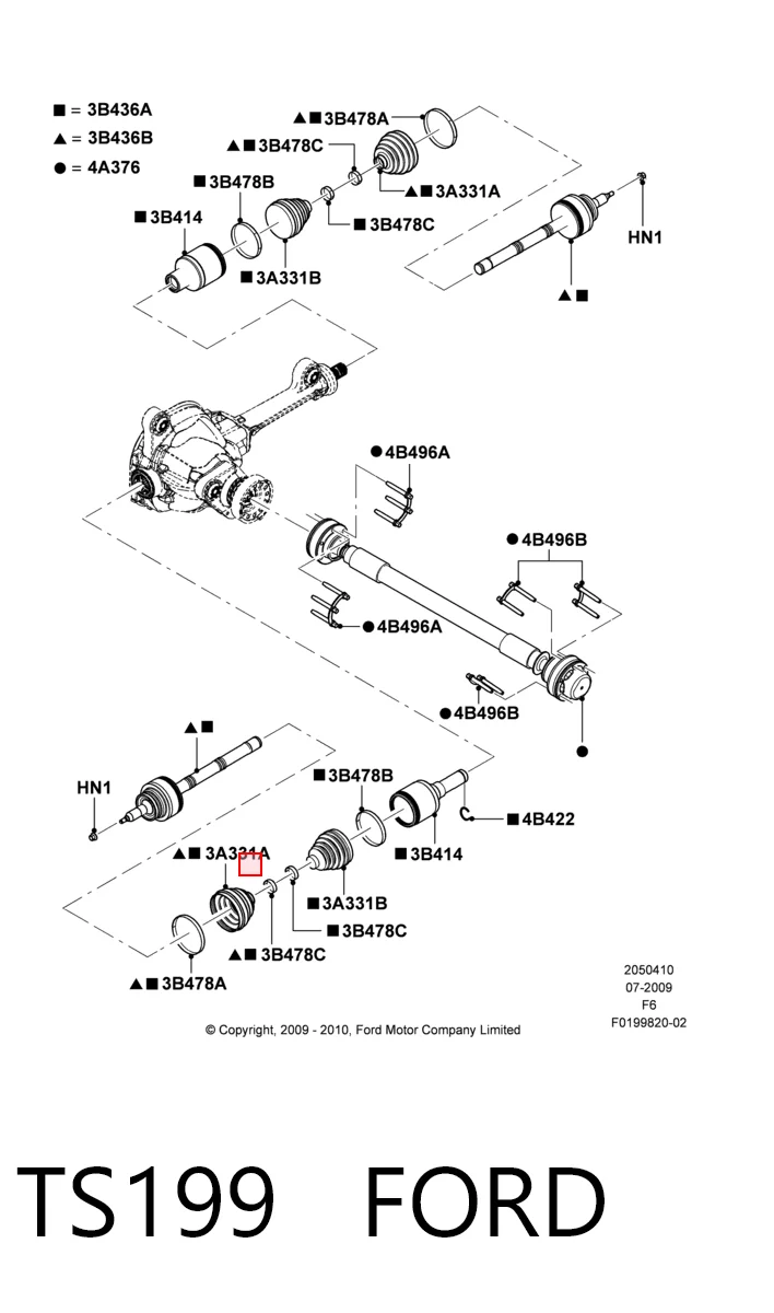TS199 Ford Пыльник шарнира привода