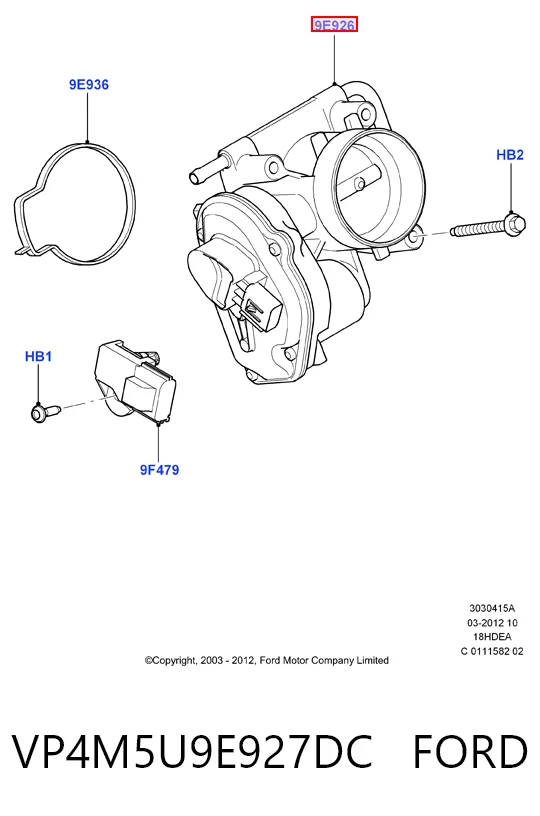 VP4M5U9E927DC Ford Дроссельная заслонка