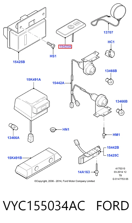 VYC155034AC Ford Фонари опознавательные