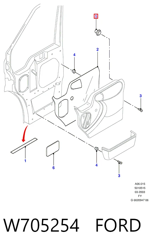 W705254 Ford Пистон (клип) крепления обшивки двери