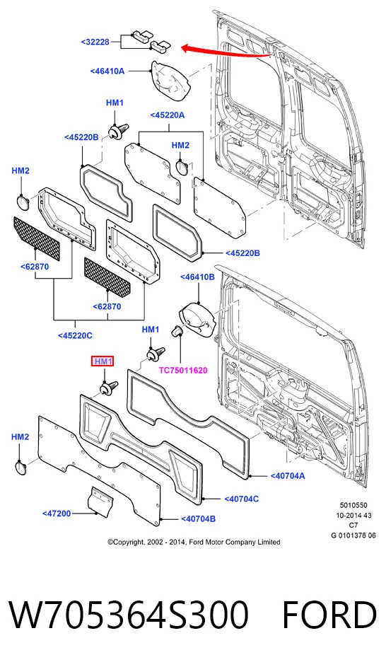 W705364S300 Ford Пистон (клип) крепления обшивки двери