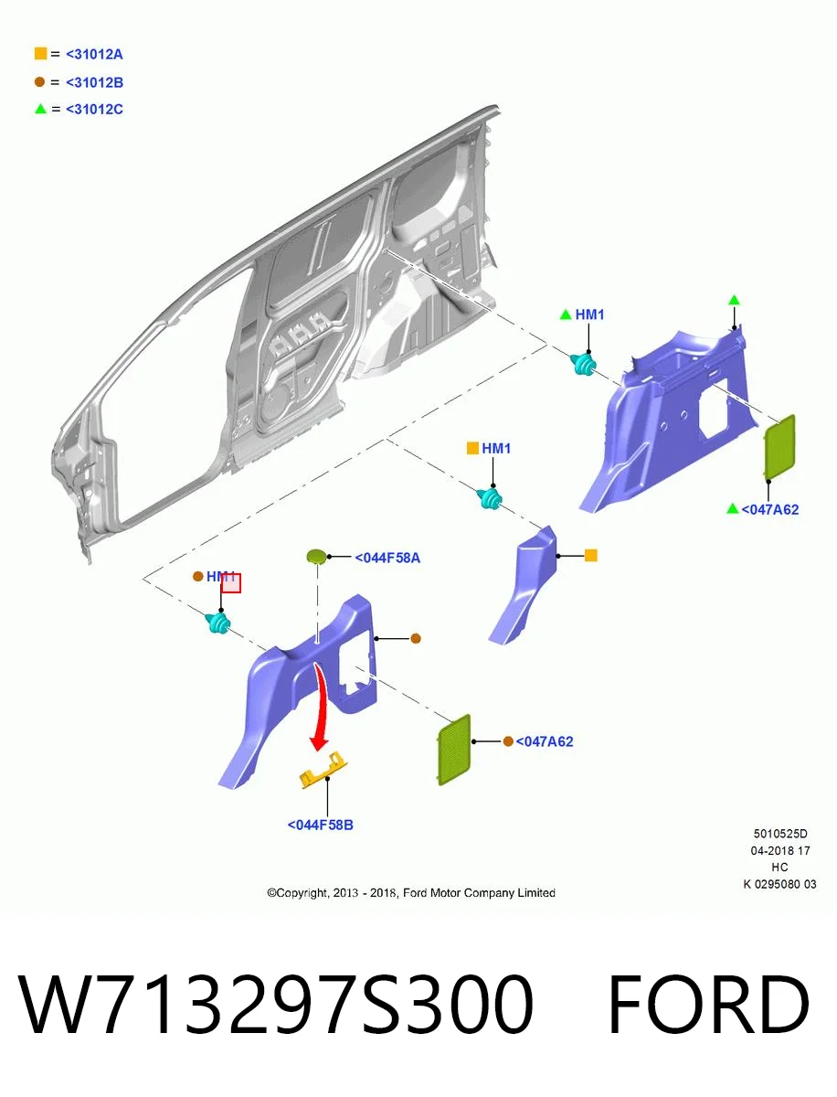 W713297S300 Ford Пистон (клип) крепления обшивки двери