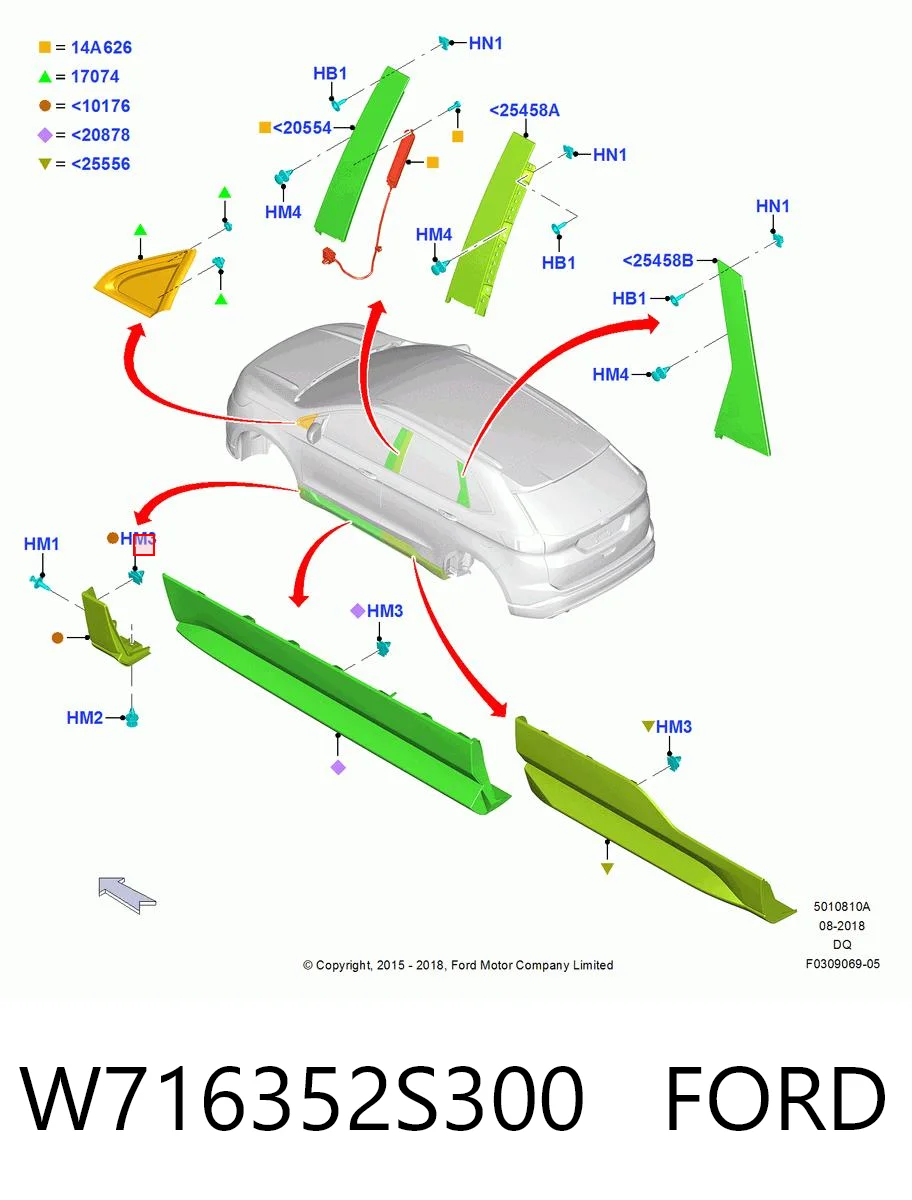 W716352S300 Ford Пистон (клип) крепления накладок порогов