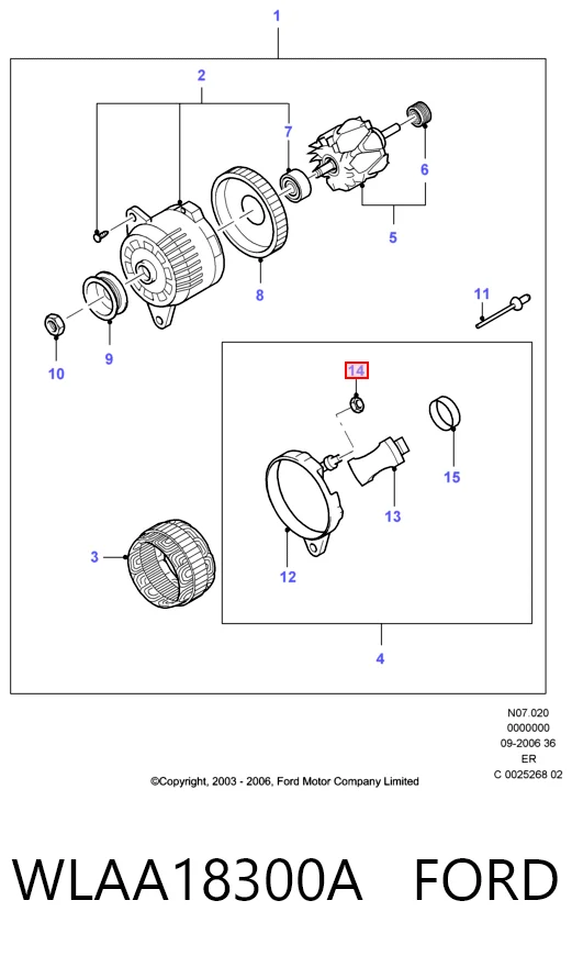 WLAA18300A Ford Генератор автомобильный