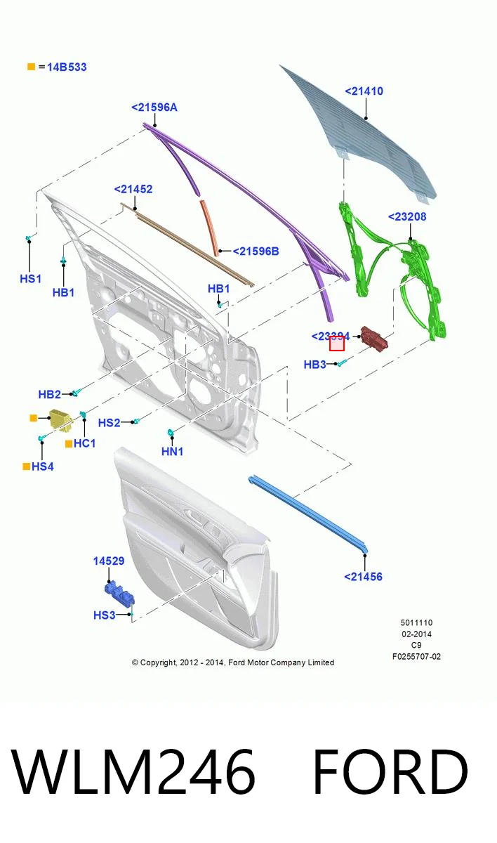 WLM246 Ford Мотор стеклоподъемника двери передней правой