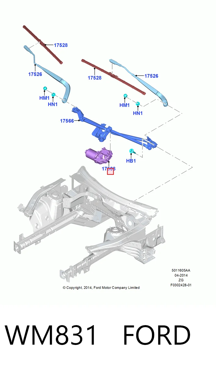 Мотор трапеции стеклоочистителя Ford Mustang VI купе (ZG) (2014 - 2023) цена, от 44.35 USD