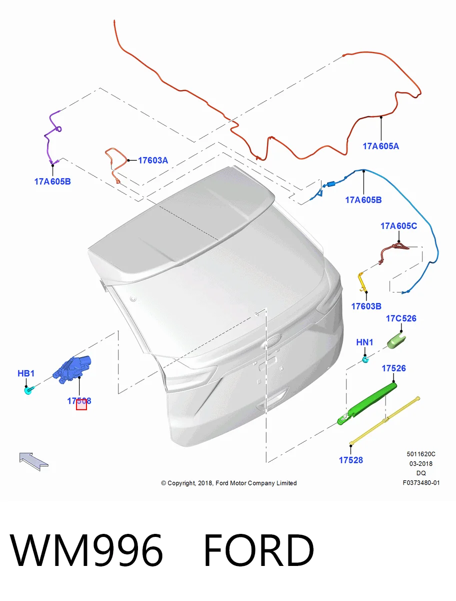 Стеклоочиститель двери задка Ford Edge II внедорожник (CD539) (2014 - 2024) цена, от 12.74 USD
