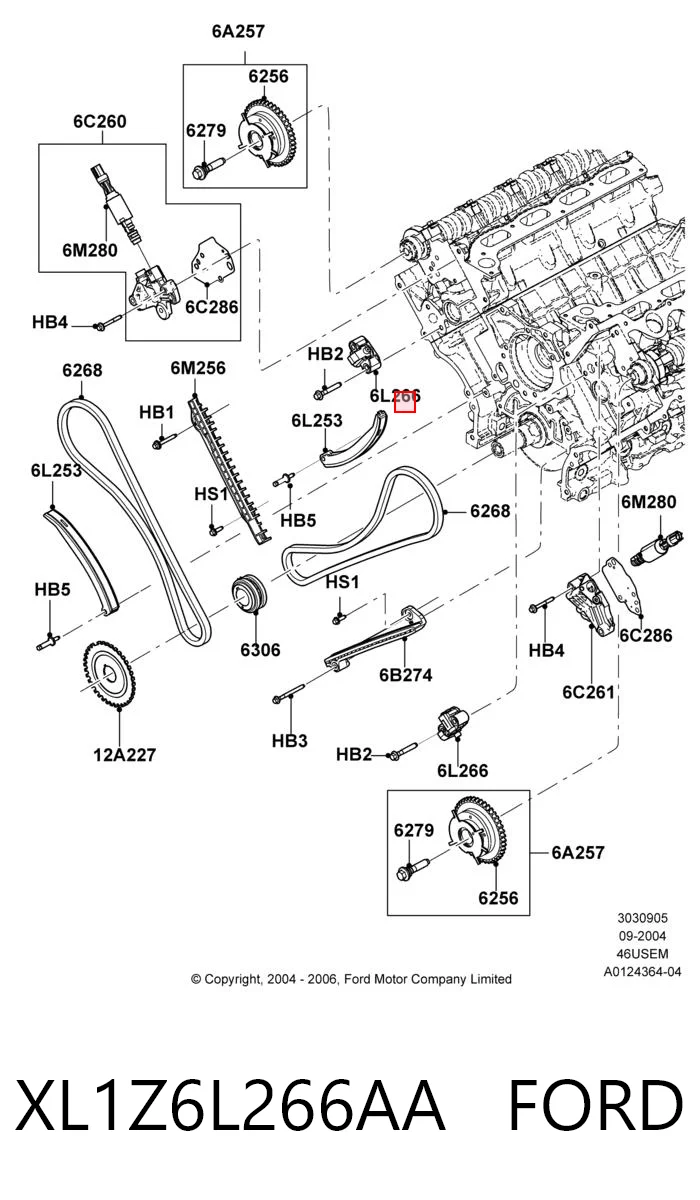 XL1Z6L266AA Ford Гидронатяжитель цепи