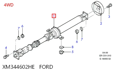 Вал карданный задний в сборе Ford Ranger пикап (ER) (1999 - 2003) цена, от 45.05 USD