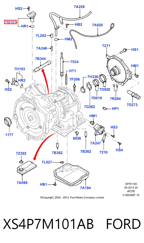 XS4P7M101AB Ford Датчик скорости спидометра