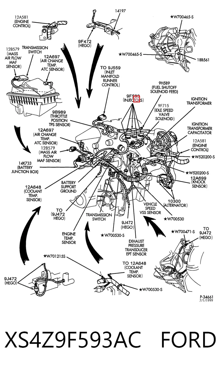 XS4Z9F593AC Ford Топливные форсунки