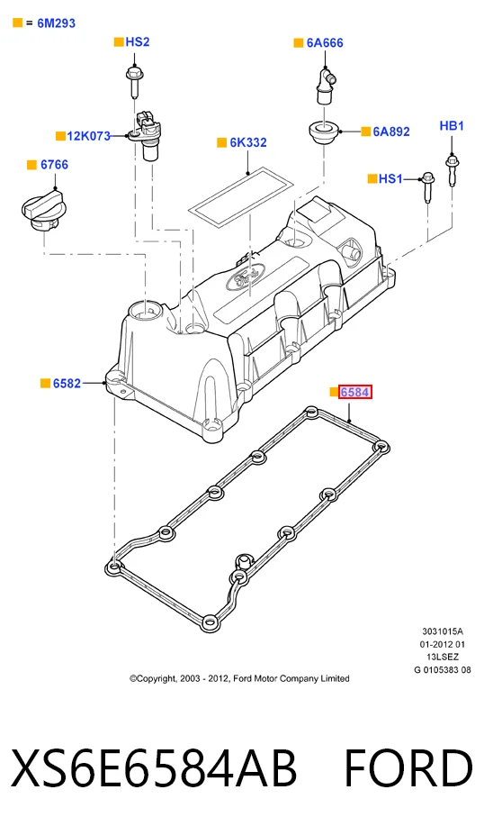 Прокладка крышки двигателя Ford Fiesta Mk5 хэтчбек (JH, JD) (2001 - 2008) цена, от 9.34 USD