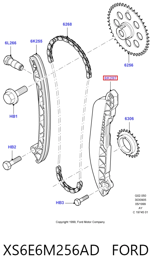 XS6E6M256AD Ford Успокоитель цепи ГРМ, левый
