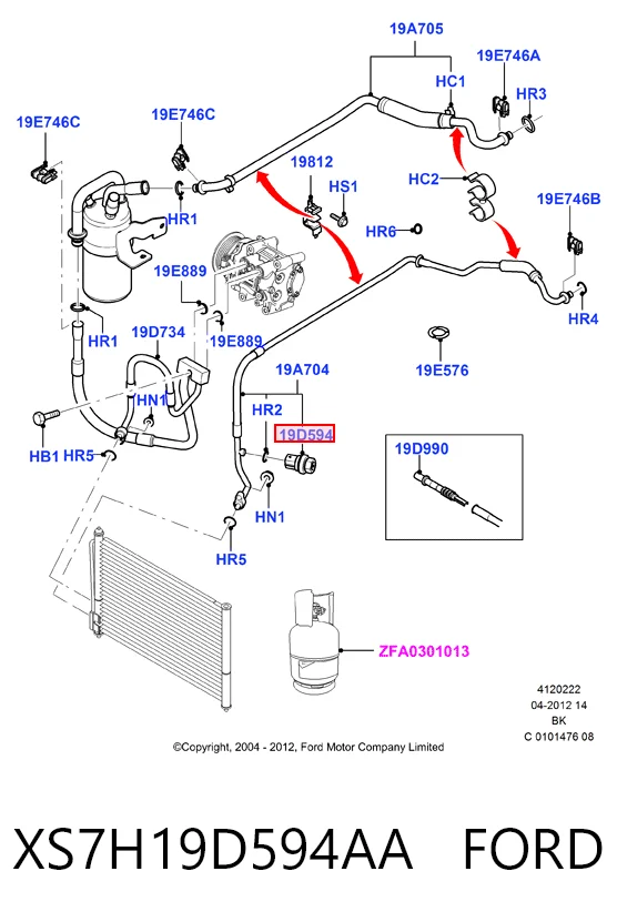 XS7H19D594AA Ford Клапан давления кондиционера