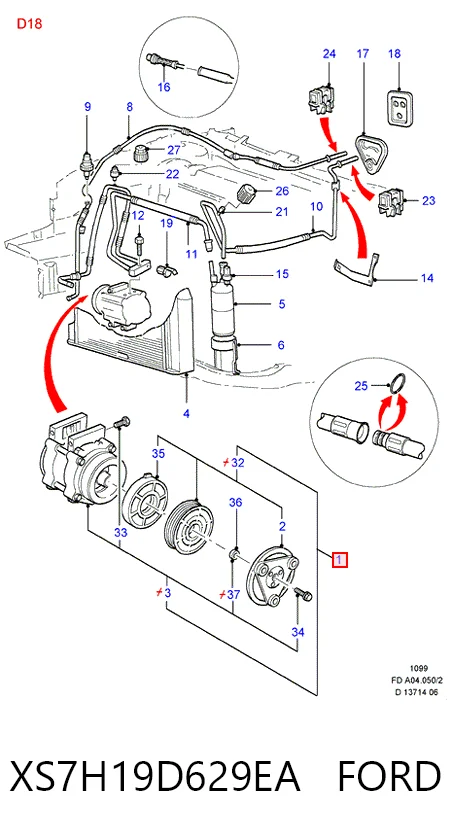 XS7H19D629EA Ford Компрессор хладагента