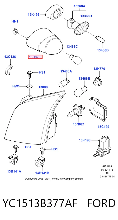 YC1513B377AF Ford Указатель поворота крыла