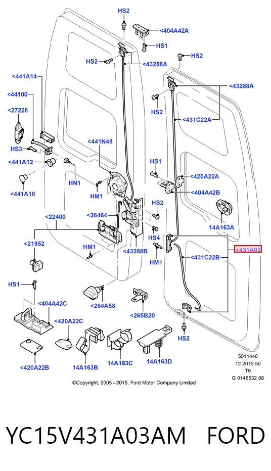 YC15V431A03AM Ford Замок задней левой распашной двери