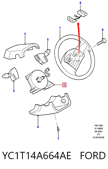 Кольцо подушки безопасности на Ford Transit V V184/5