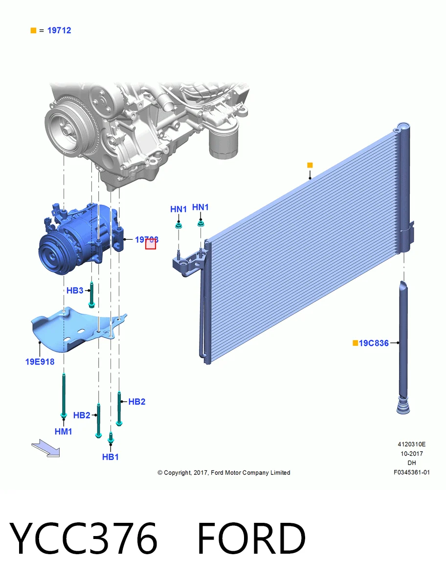YCC376 Ford Компрессор хладагента
