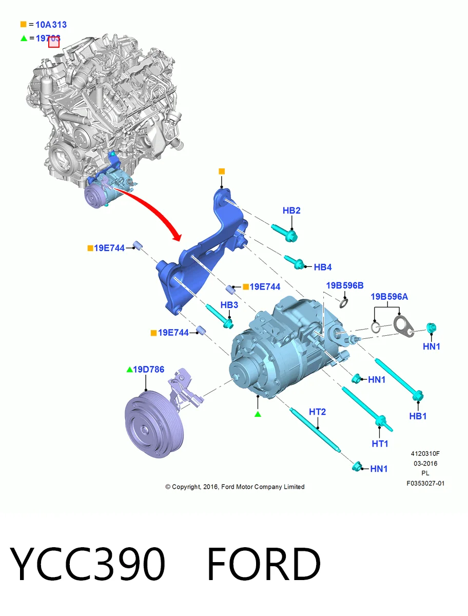 YCC390 Ford Компрессор хладагента
