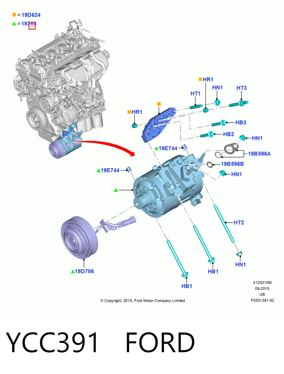 YCC391 Ford Компрессор хладагента