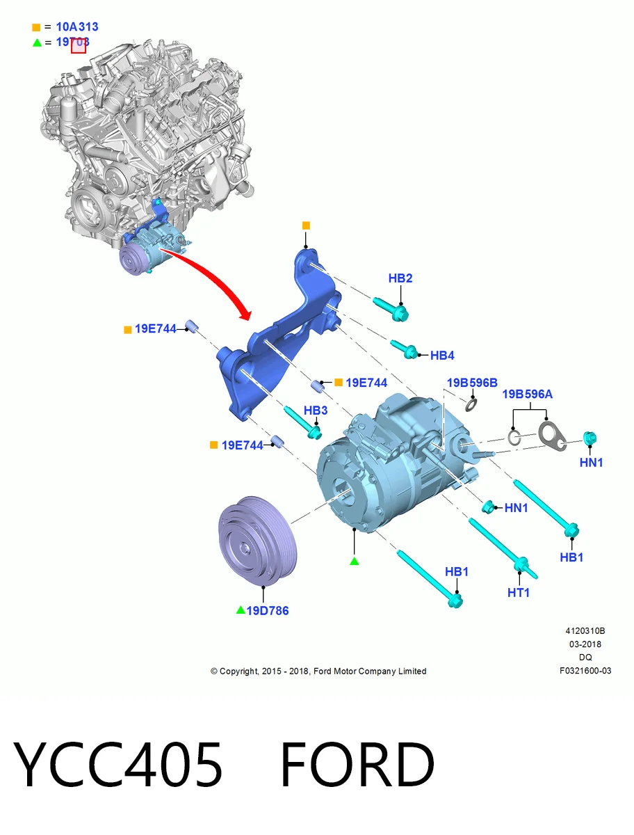 YCC405 Ford Компрессор хладагента