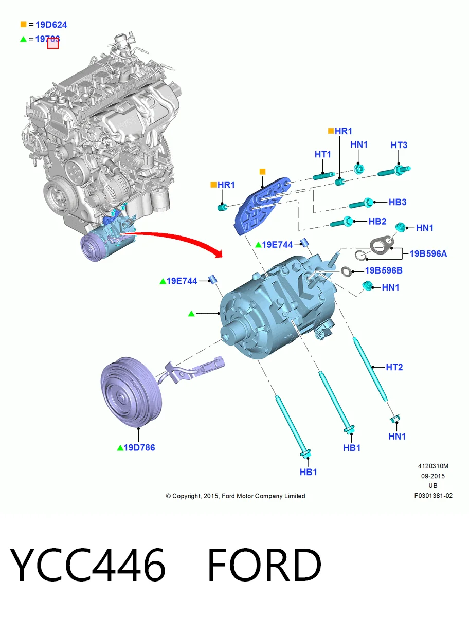YCC446 Ford Компрессор хладагента
