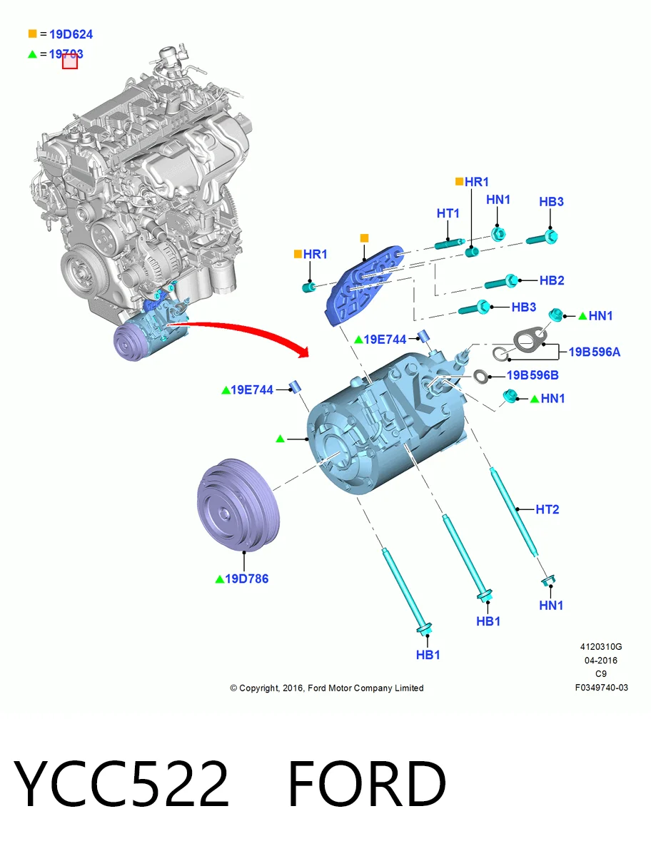 YCC522 Ford Компрессор хладагента