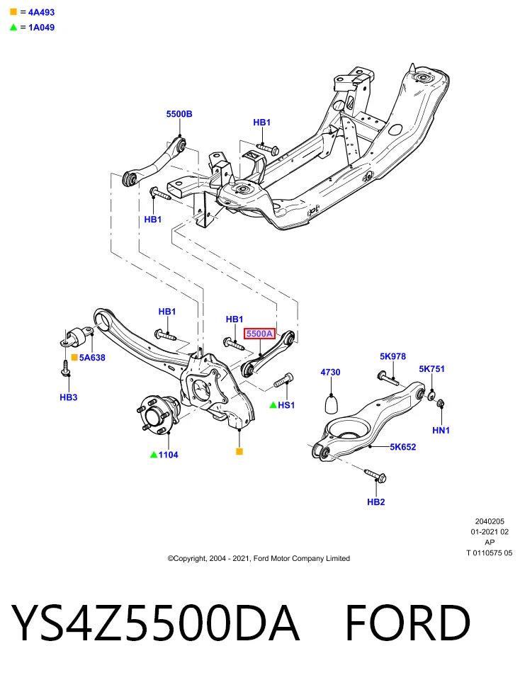 YS4Z5500DA Ford Диагональный рычаг