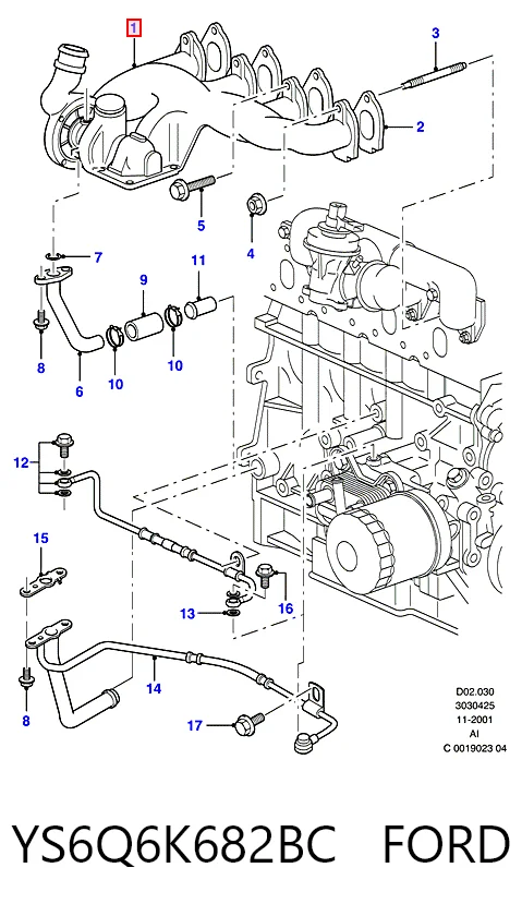 Турбонагнетатель Ford Fiesta COURIER фургон (J5S, J3S) (1996 - 2002) цена, от 76.27 USD