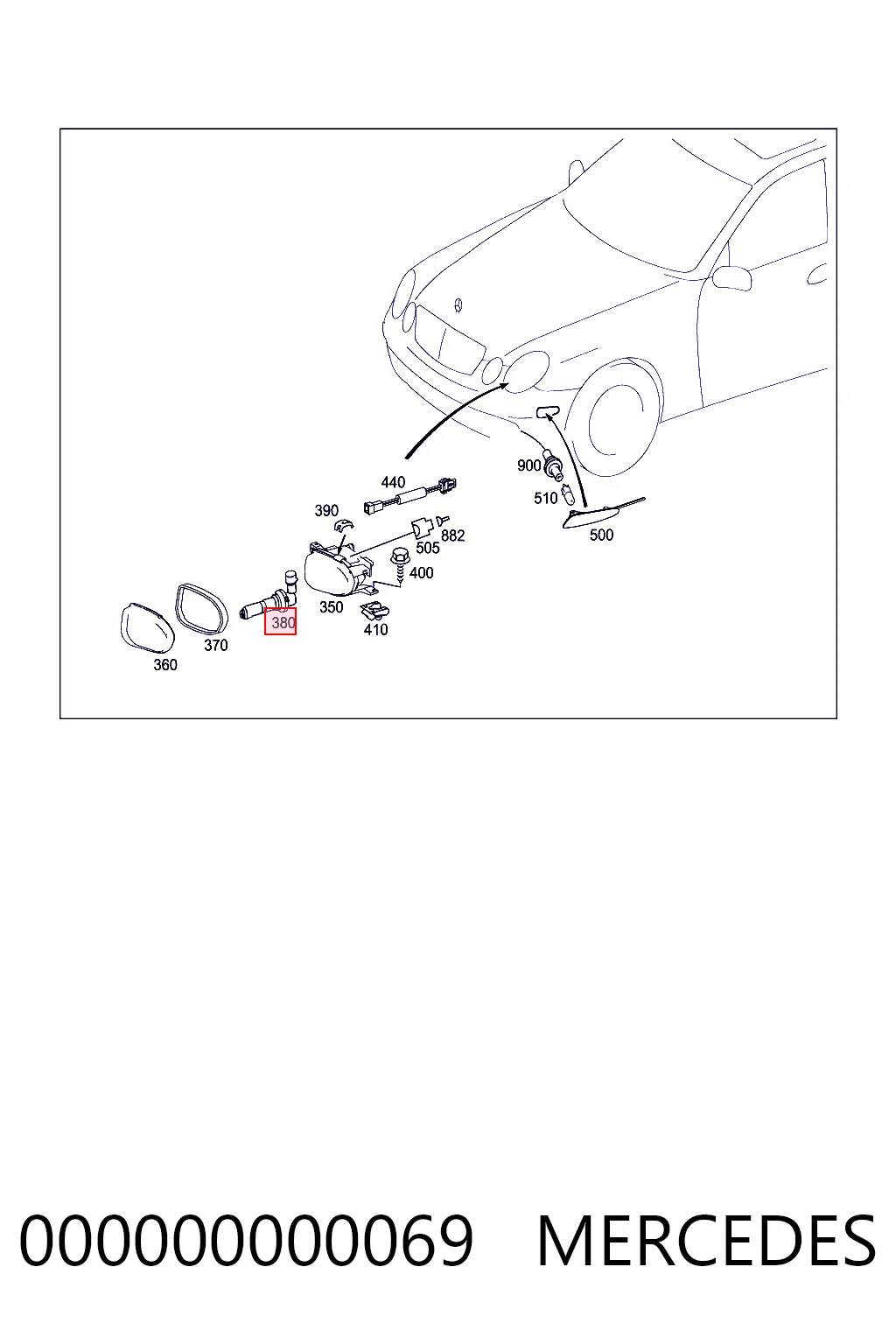 000000000069 Mercedes Лампочка дальнего света