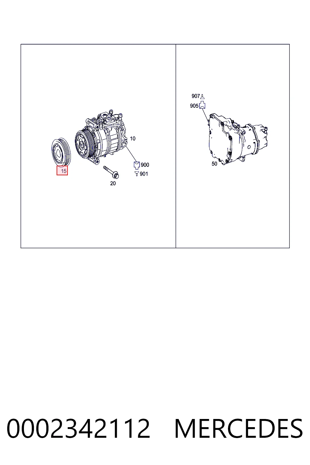 0002342112 Mercedes Шкив компрессора кондиционера