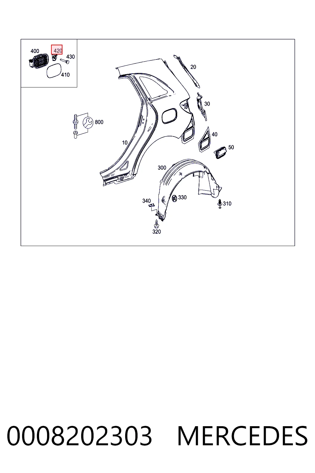 0008202303 Mercedes Мотор-привод открытия лючка бака