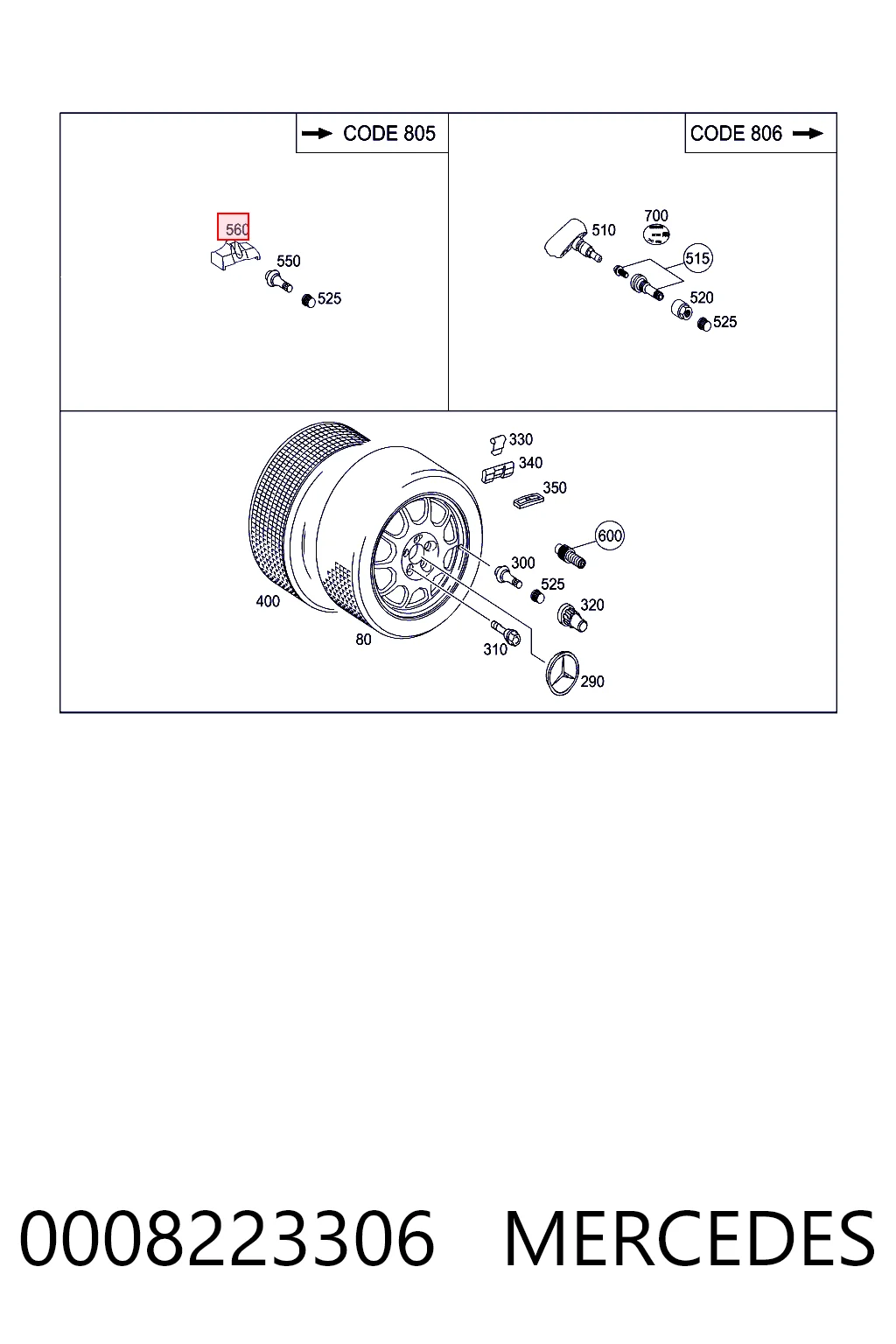0008223306 Mercedes Манометр воздушный