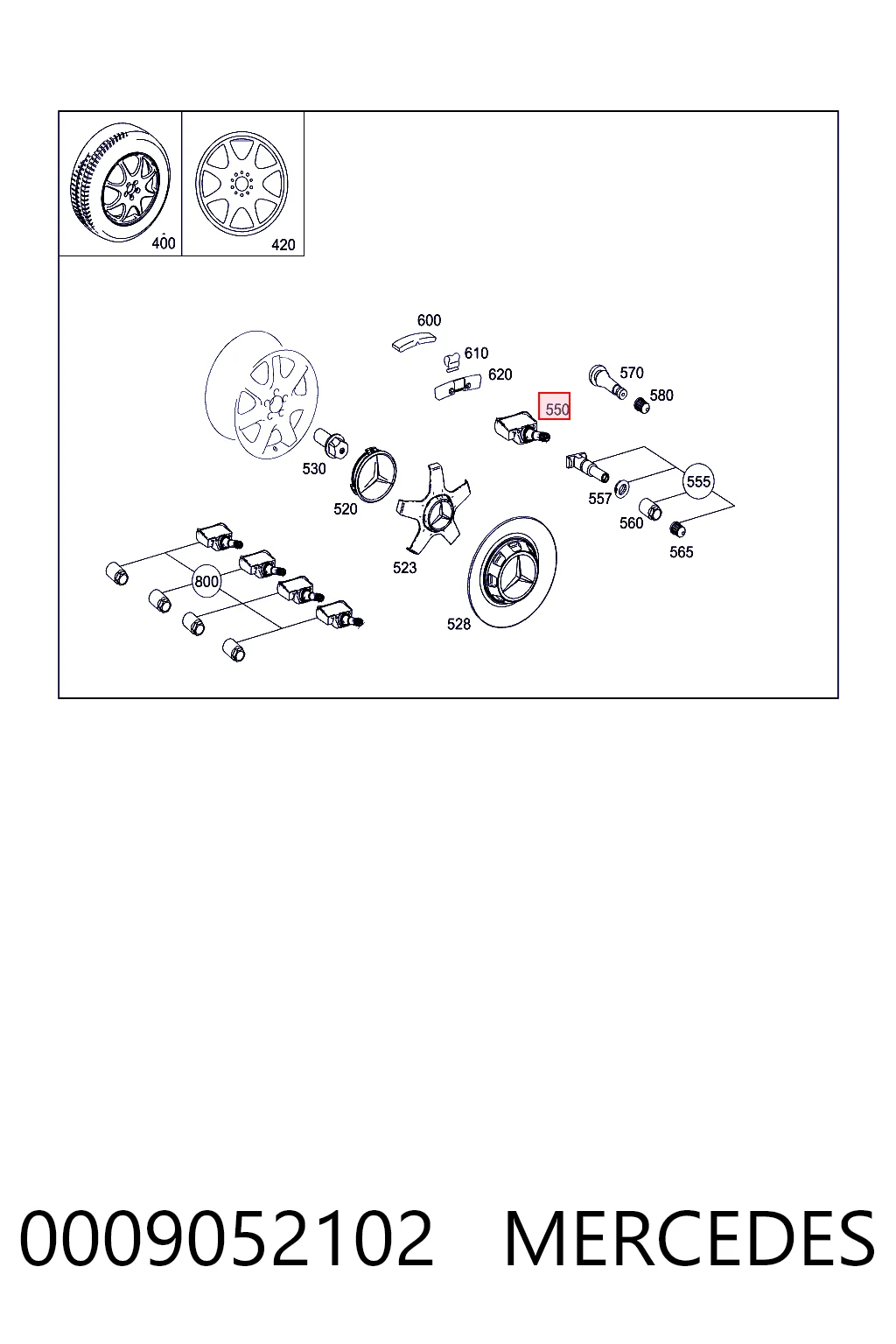 0009052102 Mercedes Манометр воздушный