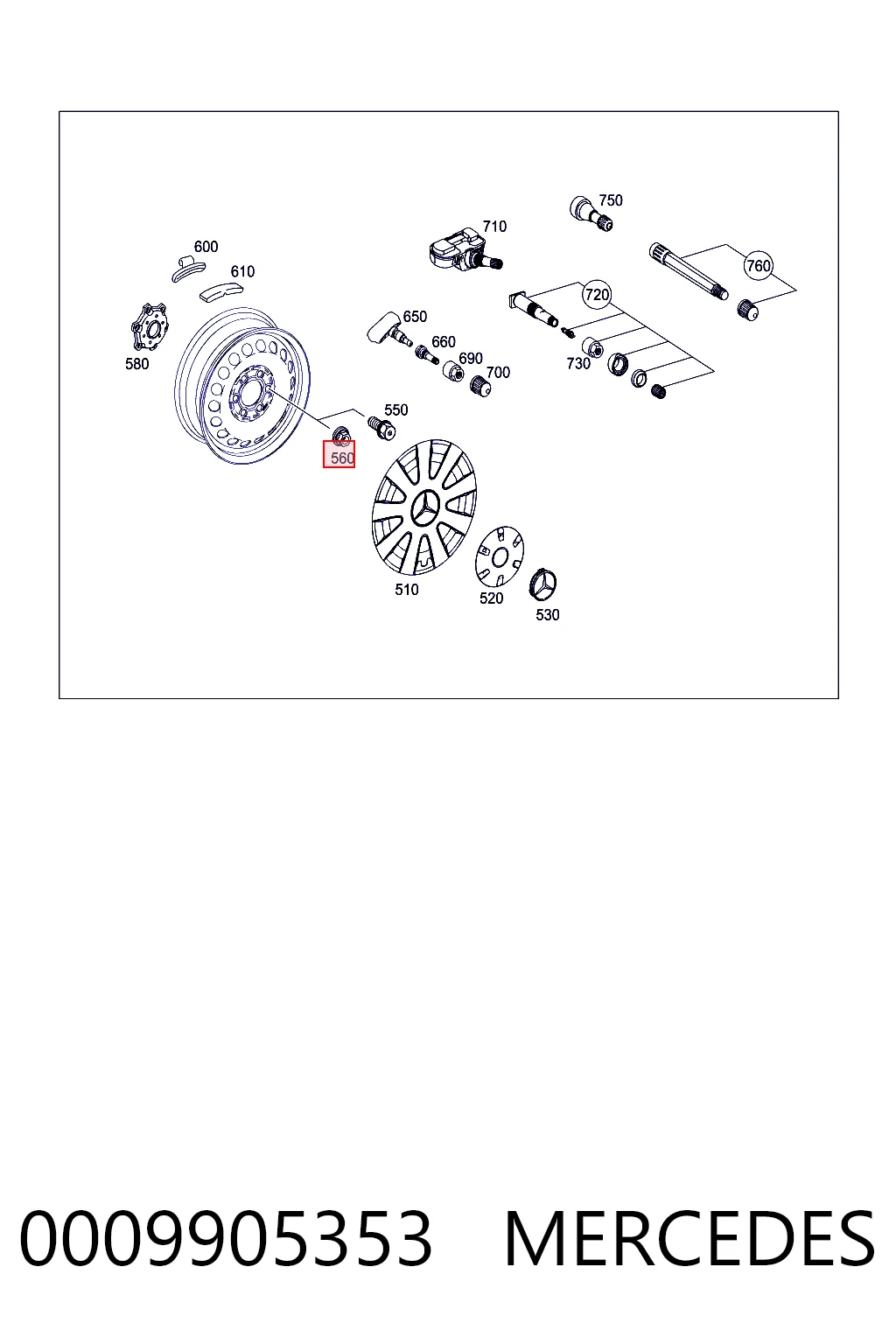 Гайка колесная MERCEDES 0009905353