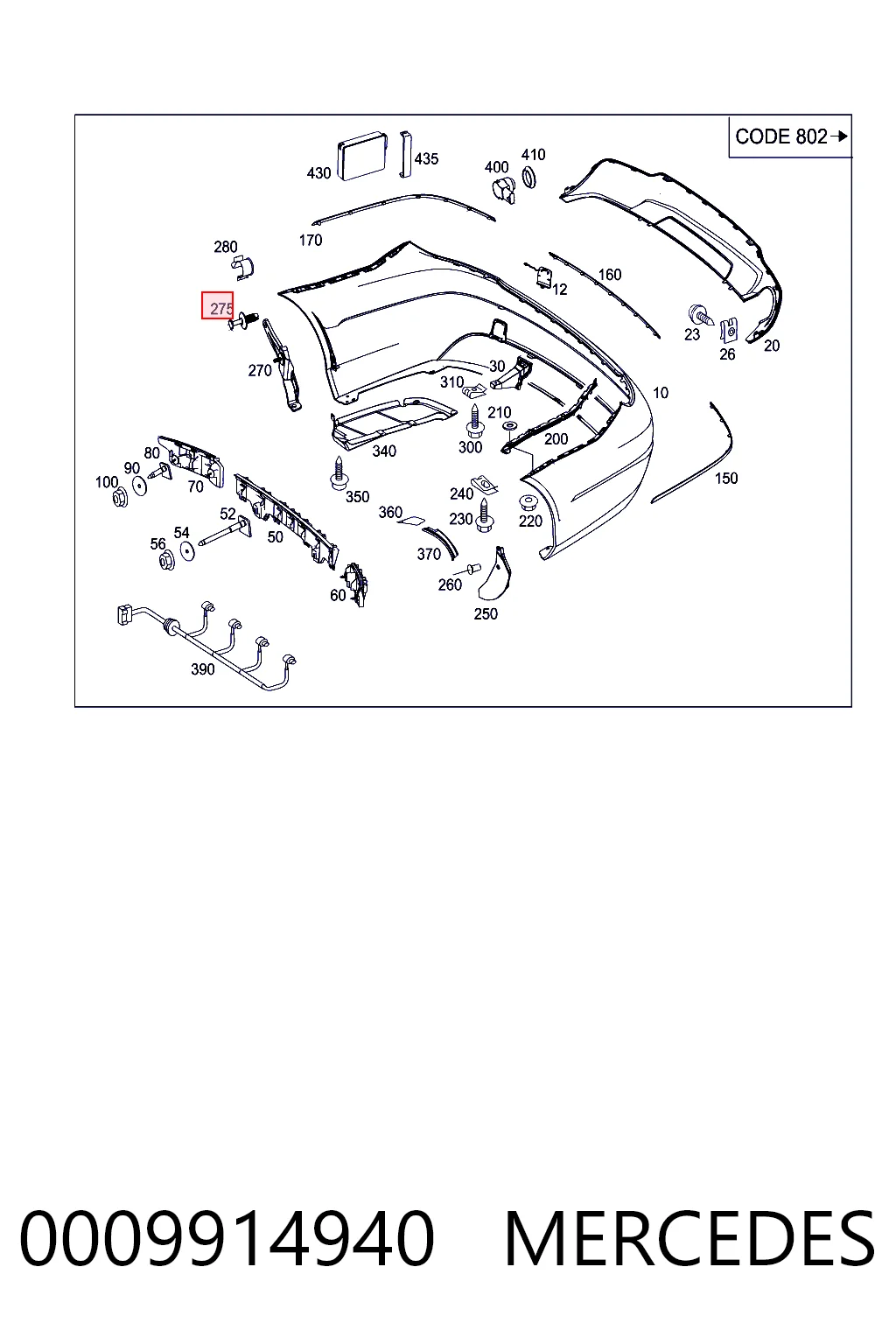 0009914940 Mercedes Клип крепления подкрылка переднего крыла