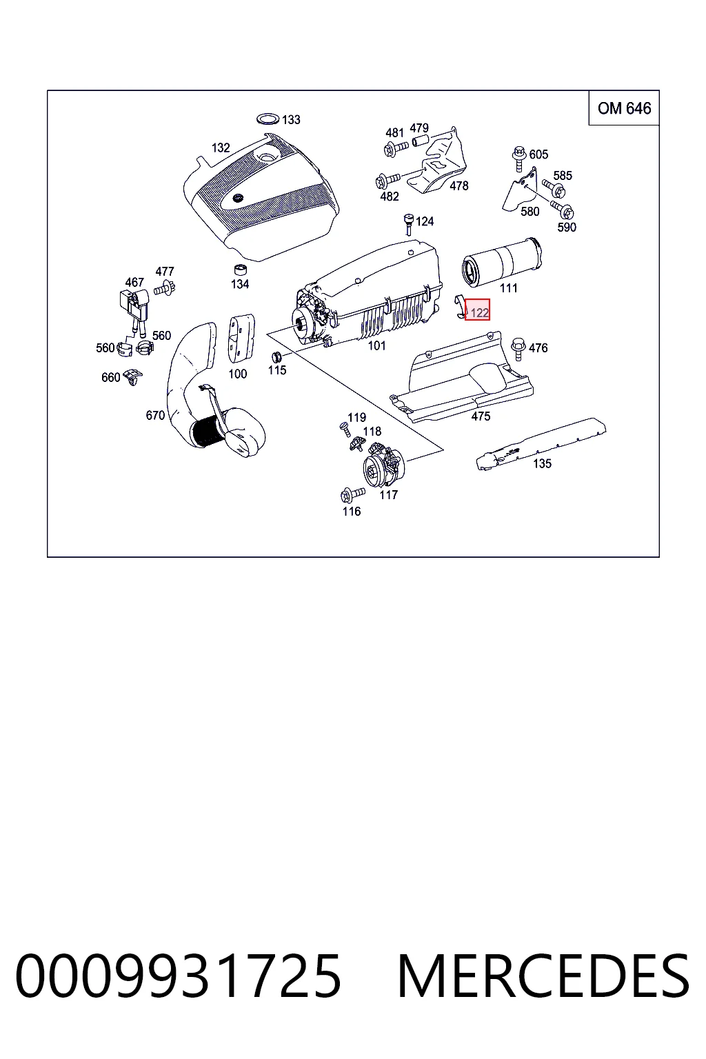A0009931725 Ford Защелка (скоба) корпуса воздушного фильтра