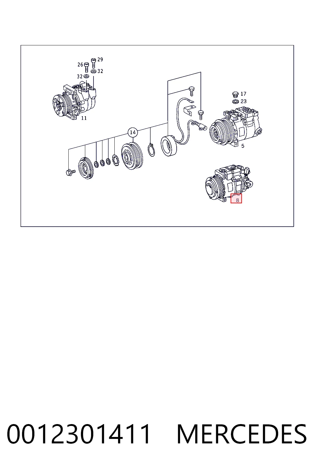 0012301411 Mercedes Компрессор хладагента